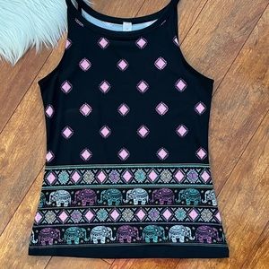 No Boundaries Stretch Sleeveless Tank Top-Elephant Print NWOT